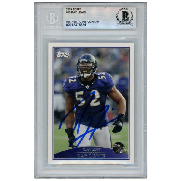 Ray Lewis Autographed/Signed 2009 Topps #40 Trading Card Beckett 52922