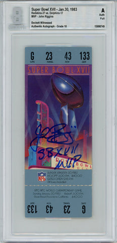 John Riggins Autographed Super Bowl XVII Full Ticket SB MVP BAS Slab 42983