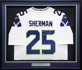 SEAHAWKS RICHARD SHERMAN AUTOGRAPHED FRAMED WHITE NIKE TWILL JERSEY RS 221132