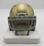Rocky Bleier HOF Signed/Inscr Gold Mini Helmet Notre Dame Beckett Witness 191557