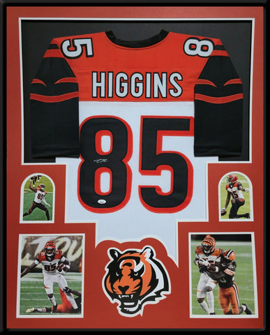 FRAMED CINCINNATI BENGALS TEE HIGGINS AUTOGRAPHED JERSEY JSA COA