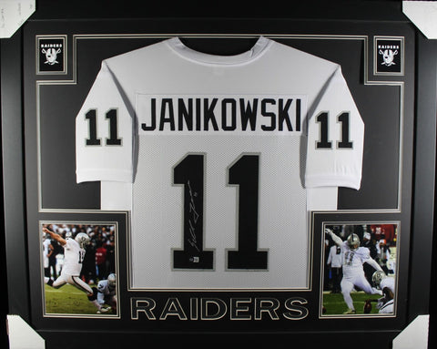 Sebastian Janikowski Signed Pro Style Framed White XL Jersey BAS 40135