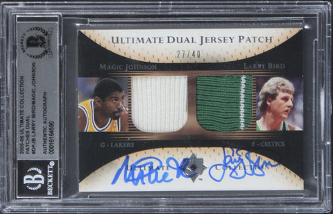 Larry Bird & Magic Johnson Signed 2005 Ult Collection #DPJB #27/40 Card BAS Slab
