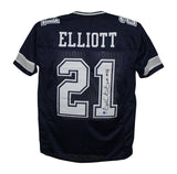 Ezekiel Elliott Autographed/Signed Pro Style Blue XL Jersey Beckett 37017