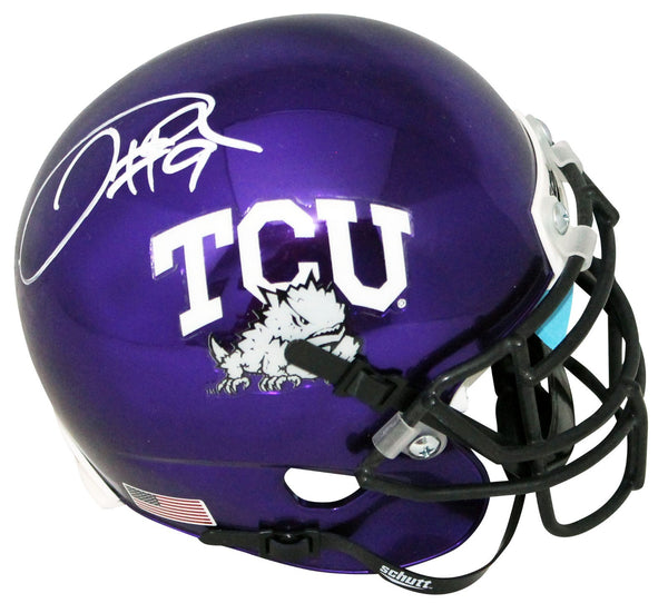 JOSH DOCTSON AUTOGRAPHED TCU HORNED FROGS CHROME MINI HELMET COA