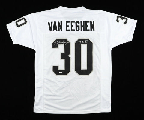 Mark van Eeghen Signed Oakland Raiders Jersey Inscribed "SB XI XV" (JSA COA) R.B
