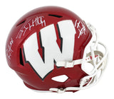 Wisconsin JJ TJ & Derek Watt Triple Signed Flash Full Size Speed Rep Helmet BAS