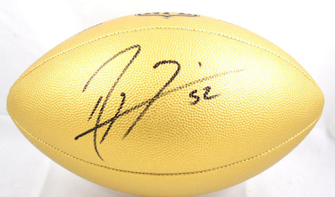 Ray Lewis Autographed Ravens NFL Duke Gold Replica Football-Beckett W Hologram