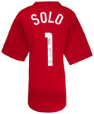 Hope Solo Signed Red Custom Soccer Jersey w/2015 WC Champs - (SCHWARTZ COA)