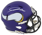 Vikings Jordan Addison Signed Speed Mini Helmet BAS Witnessed #2W011258