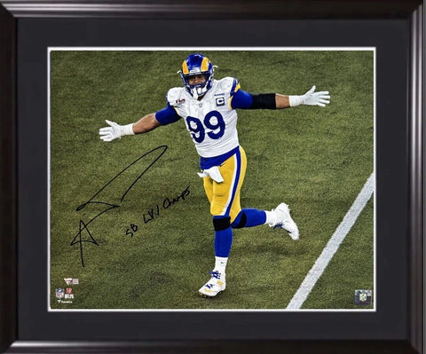 Aaron Donald Signed 16x20 Framed Photo Rams SB LVI Champs Autograph Fanatics