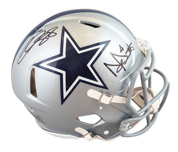 Cowboys CeeDee Lamb & Dak Prescott Signed Full Size Speed Proline Helmet BAS Wit