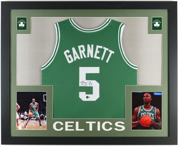 Kevin Garnett Signed Boston Celtics 35"x43" Framed Jersey (Beckett) 2004 NBA MVP