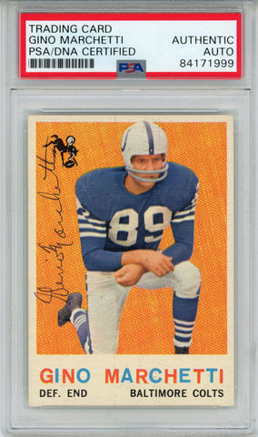 Gino Marchetti Autographed 1959 Topps #109 Trading Card PSA Slab 43624