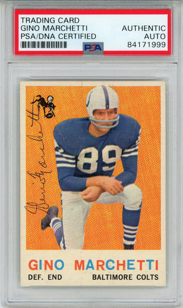 Gino Marchetti Autographed 1959 Topps #109 Trading Card PSA Slab 43624