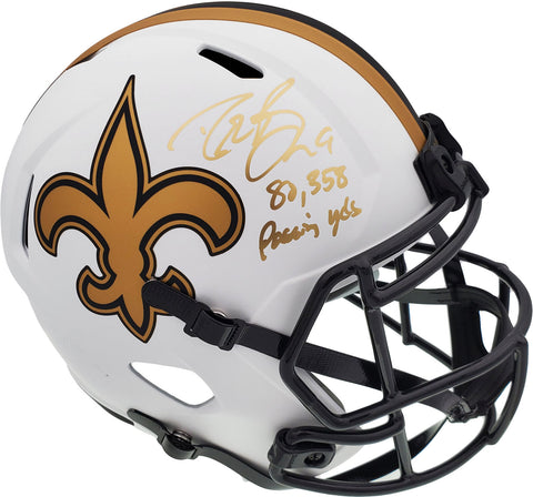 DREW BREES AUTO SAINTS LUNAR ECLIPSE FULL SIZE HELMET 80,358 YDS BECKETT 193499