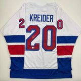 Autographed/Signed Chris Kreider New York White Hockey Jersey Beckett BAS COA
