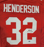 TREYVEON HENDERSON SIGNED AUTOGRAPHED CUSTOM COLLEGE STYLE XL JERSEY BECKETT COA