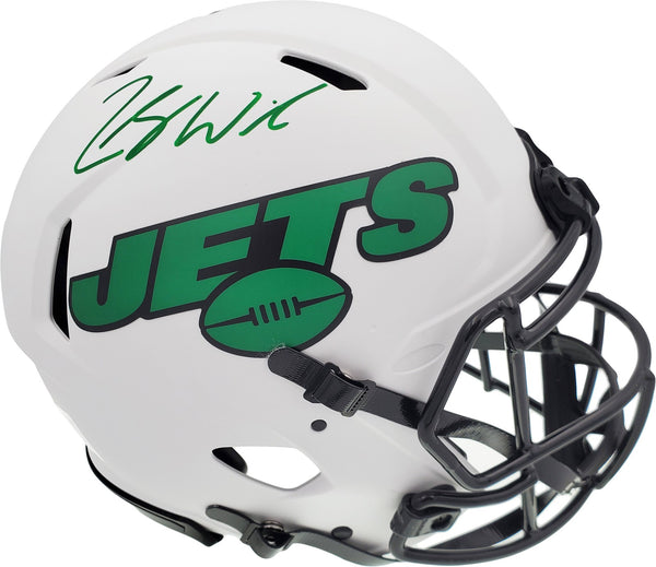 Zach Wilson Auto Jets Lunar Eclipse White Full Size Authentic Spd Helmet Beckett