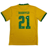 Autographed/Signed Rodrygo Silva de Goes Brazil Yellow Soccer Jersey Beckett COA