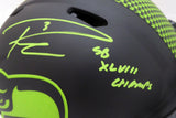 RUSSELL WILSON AUTOGRAPHED SEAHAWKS ECLIPSE AUTH HELMET SB CHAMPS BECKETT 182235