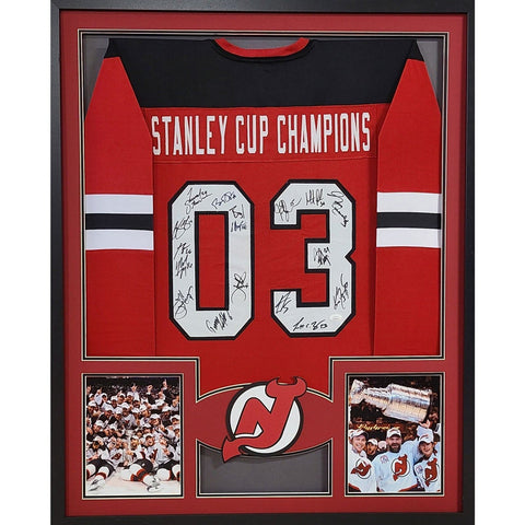 New Devils Team Autographed Signed Framed Stanley Cup 2003 Jersey JSA