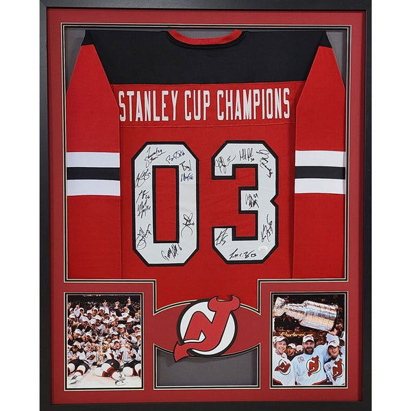 New Devils Team Autographed Signed Framed Stanley Cup 2003 Jersey JSA
