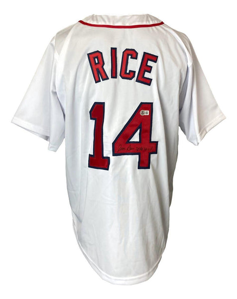 Jim Rice Boston Signed White Baseball Jersey 78 AL MVP BAS