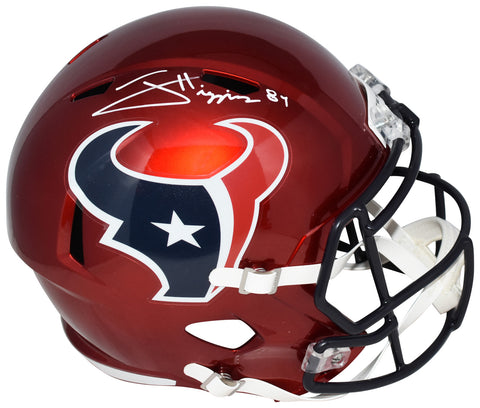 JAYDEN HIGGINS SIGNED HOUSTON TEXANS RED FULL SIZE SPEED HELMET BECKETT
