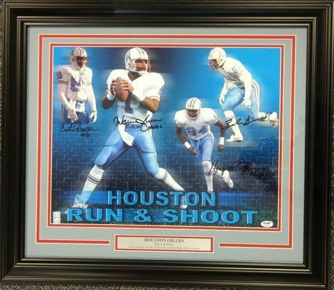 RUN & SHOOT AUTOGRAPHED FRAMED 16X20 PHOTO OILERS HOF 06 4 SIGS PSA/DNA 90857