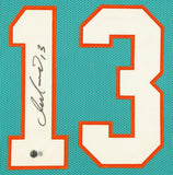Dan Marino Signed Miami Dolphins 35" x 43" Framed Jersey (Beckett) 9xPro Bowl QB