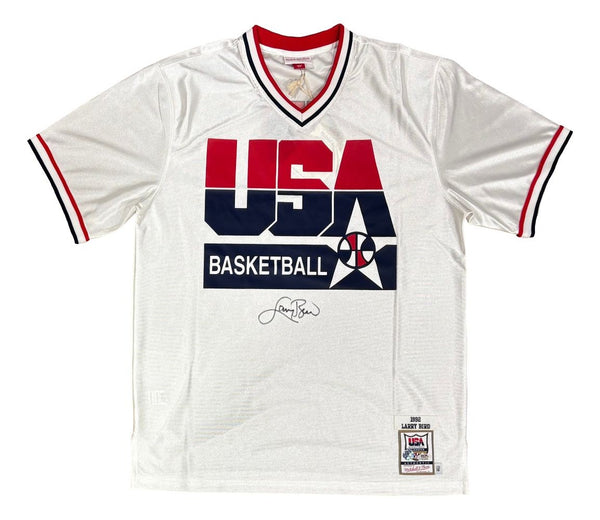 Larry Bird Signed USA M&N Authentic Dream Team Warm Up Shooting Shirt PSA/DNA