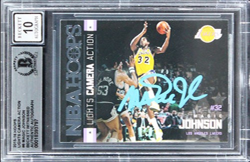 Lakers Magic Johnson Signed 2015 Hoops LCA #6 Card Auto 10! BAS Slabbed