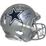 Pearson/Staubach/Dorsett Signed Dallas Cowboys Pro Helmet HOF Beckett 43392