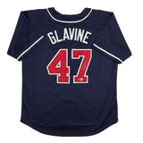 Autographed/Signed Tom Glavine Atlanta Navy Blue Jersey Beckett BAS COA