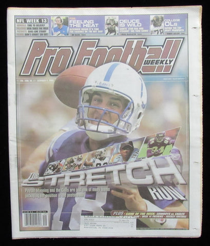 December 8, 2003 Pro Football Weekly Newspaper Peyton Manning on Cover 198247