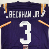 Autographed/Signed Odell Beckham Jr. LSU Purple College Football Jersey JSA COA