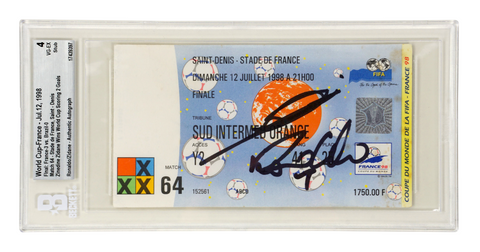 Ronaldo Nazario & Zidane Signed 1998 World Cup Final Match Ticket - BGS 4
