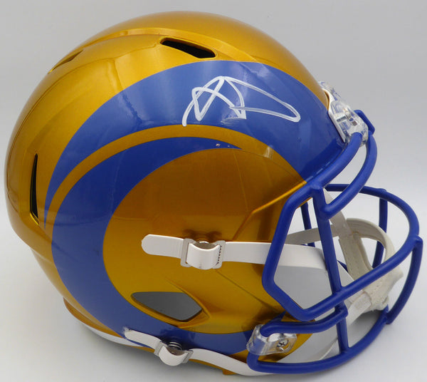 Aaron Donald Autographed Flash Yellow Full Size Helmet Rams Beckett 1W393329