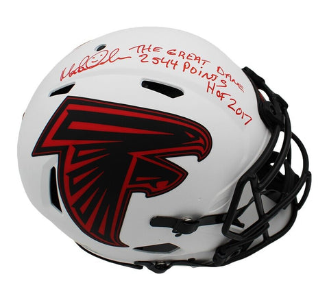 Morten Andersen Signed Atlanta Falcons Speed Authentic Lunar Helmet With 3 Insc