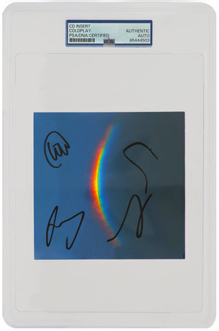 Coldplay Band Signed 'Moon Music' 5x5 CD Insert Card (4 - Signatures) -(PSA/DNA)