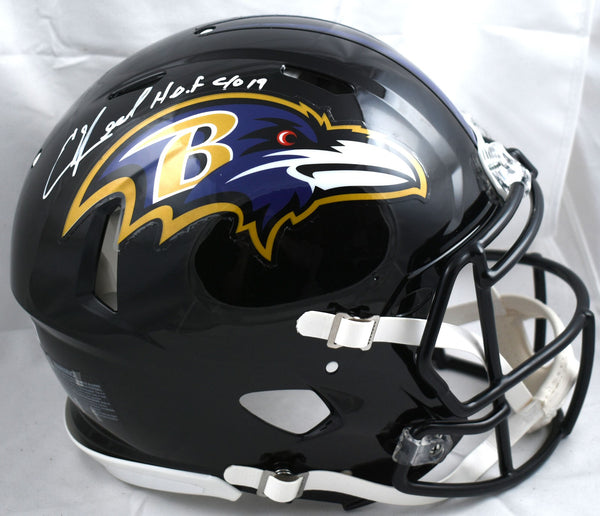 Ed Reed Autographed Baltimore Ravens F/S Speed Authentic Helmet w/HOF - Beckett