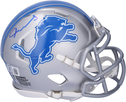 Jameson Williams Detroit Lions Signed Riddell Mini Helmet-Signed in Blue Ink