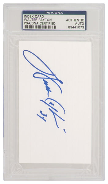Walter Payton (BEARS) Signed 3x5 White Index Card Cut - (PSA Encapsulated)