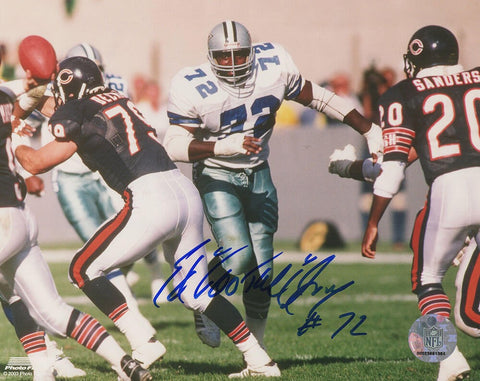 Ed 'Too Tall' Jones Signed Cowboys Action vs Bears 8x10 Photo - (SCHWARTZ COA)