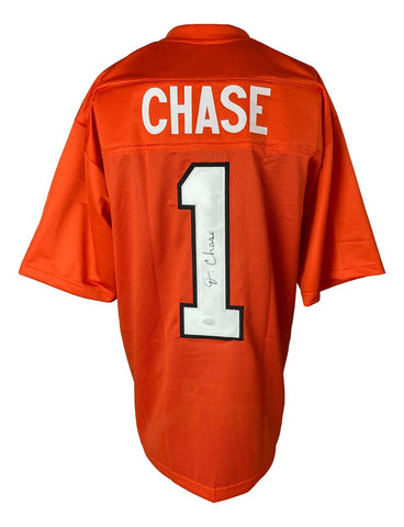 Ja'Marr Chase Signed Custom Orange Pro-Style Football Jersey JSA SD Hologram