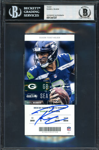 Russell Wilson Autographed 2018 3x6 Ticket Vs. Packers 11-15-18 Beckett 13447257