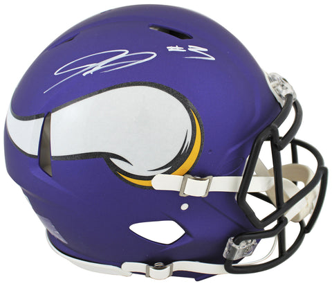 Vikings Jordan Addison Signed Full Size Speed Proline Helmet BAS Witnessed