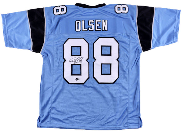 GREG OLSEN AUTOGRAPHED CAROLINA PANTHERS #88 BLUE JERSEY BECKETT