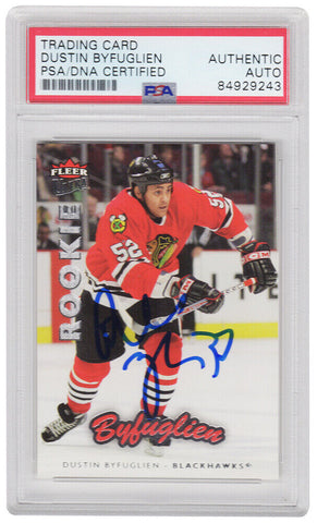 Dustin Byfuglien Signed Blackhawks 2006-07 Fleer Ultra RC Card #204 -PSA Slabbed